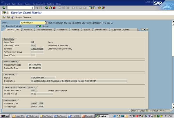 Display Grants Use transaction GMGRANTD to display a grant