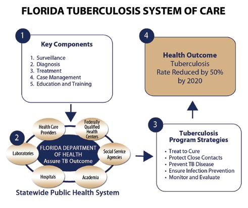 The Florida Tuberculosis System of Care leverages the statewide public health system, the key components of an effective tuberculosis control program and effective, evidence informed strategies for