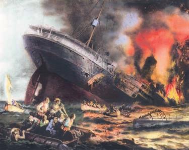 warning. In May 1915 a German U-boat sank the Lusitania, a British passenger liner. Nearly 1,200 people, including 128 Americans, were killed.