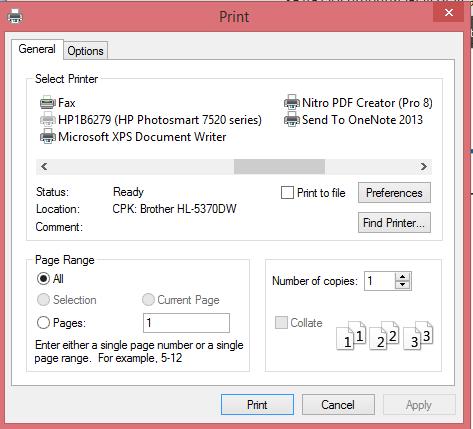 Step 3. From the available printers, select the printer that you wish to print to. Step 4. Click Print.