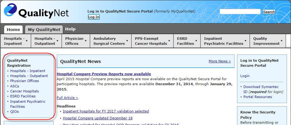 SA Registration Complete the QualityNet SA