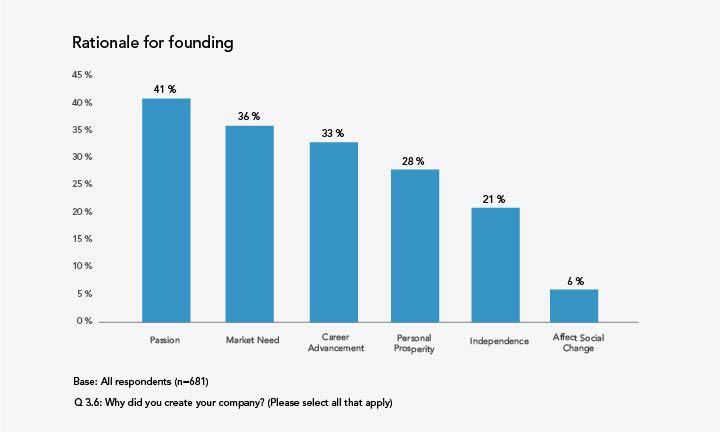 PASSION- AND MARKET-DRIVEN MSMES FILLING A GAP When asked about the rationale for founding their company, respondents most often pointed to passion (41 per cent) as driving their decision, followed