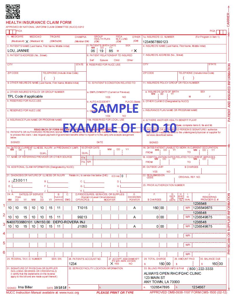 LOUISIANA MEDICAID PROGRAM ISSUED: 07/19/17 REPLACED: 09/28/15 APPENDIX D: CLAIMS FILING PAGE(S) 32 Sample