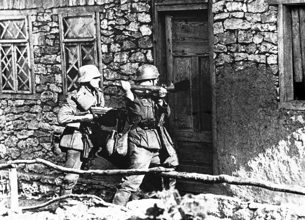 fdr4freedoms 1 2. War in Europe: 1939 to 1945 German soldiers smash their way into a Russian home in the Nazi invasion of the Soviet Union, 1941.