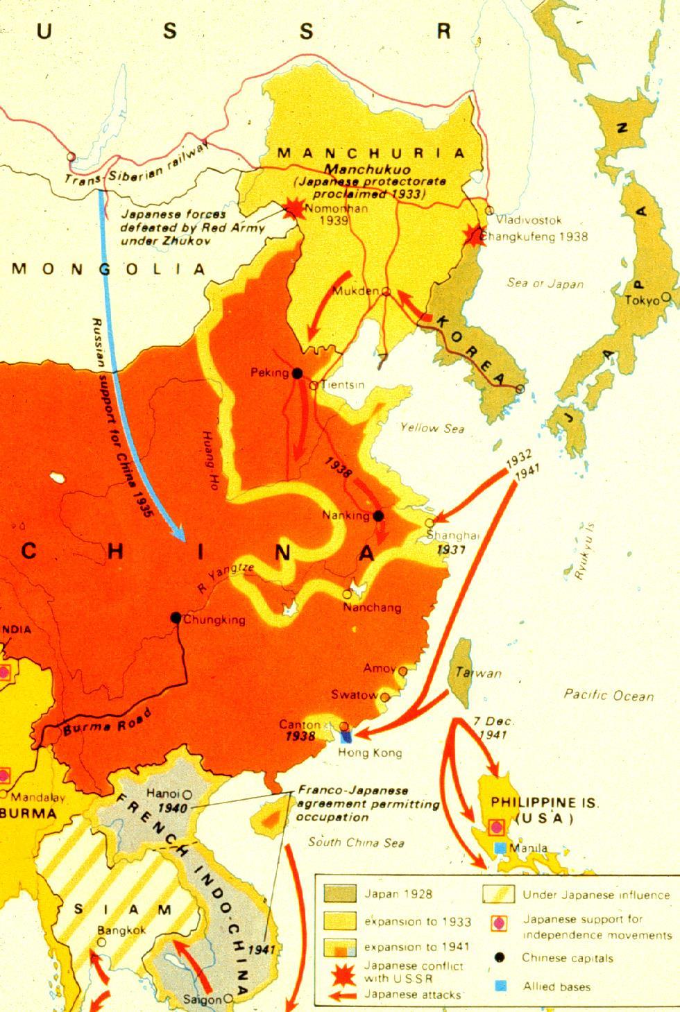 Japanese Expansion Sought total control of Pacific (resources) 1931- military
