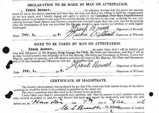 An attestation form was found using this search under Canada, Soldiers of the First World War, 1914-1918: This is