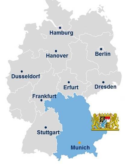 Bavaria Key Figures Bavaria in Germany Area : Germany s biggest Federal State (70,550 km2) GDP