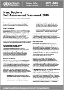 Hand Hygiene Self-Assessment Framework HOW? Download the Framework at http:// www.who.