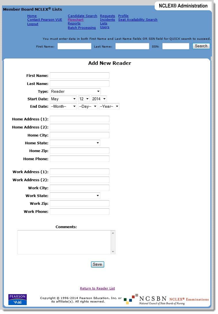 Adding a reader 1. On the Readers page, click the New Reader button at the bottom of the list.