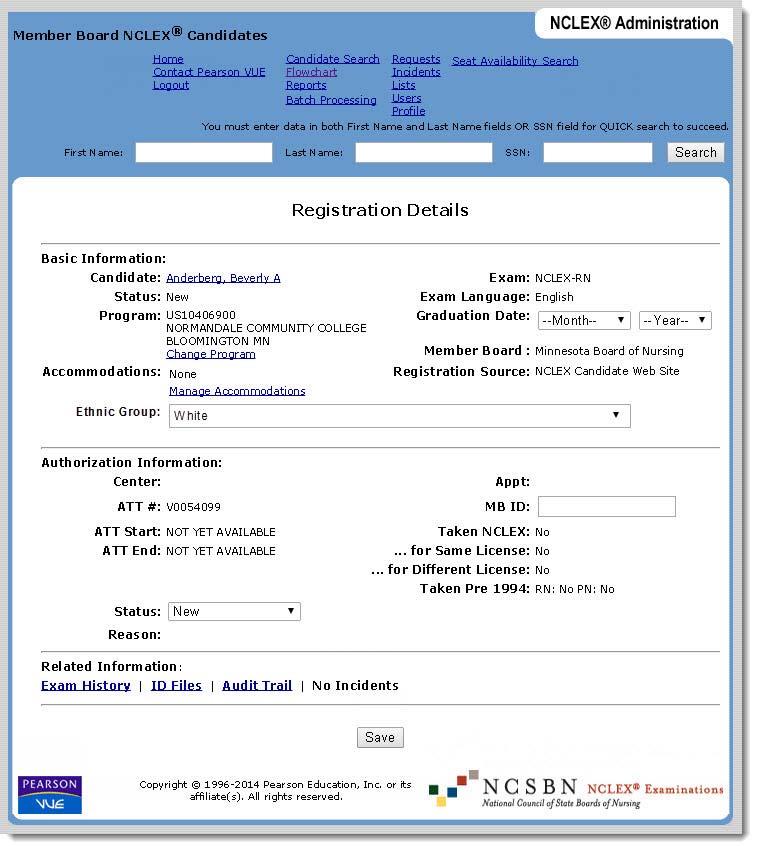 Viewing and editing registration details The Registration Details page displays registration status, accommodations and authorization information.