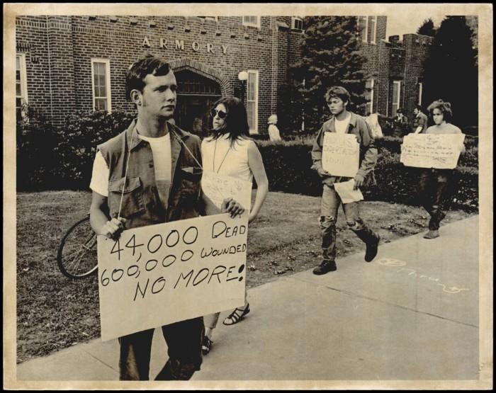Support and Protest at Home Many students at Oklahoma universities were outraged at the growing numbers of troops being sent to Vietnam, as well as the growing number of bombs being dropped.
