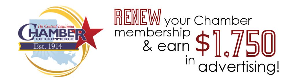 As a perk to renewing your membership with the Central Louisiana Chamber of Commerce, Lagniappe Broadcasting, & JWBP Broadcasting offer new Chamber members certificates to use towards advertising.