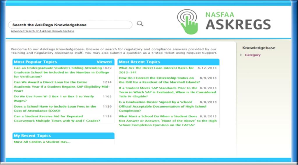 AskRegs: Knowledgebase AskRegs Knowledgebase allows members to browse