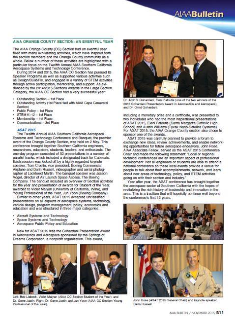 Aerospace America November 2015 Published in the November 2015 AIAA Aerospace America Reported on the 2015