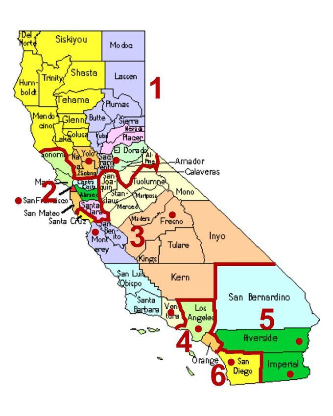 California Network regions Northern California Central Valley Bay Area Inland Empire