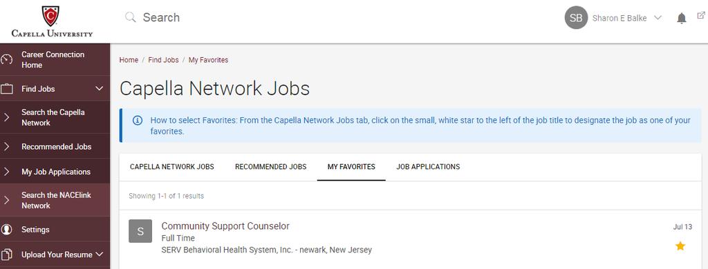 Review Favorite Jobs. Click on the Find Jobs tab.