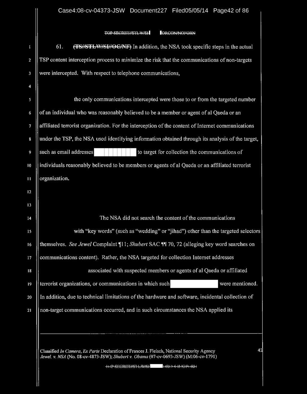 Case:0-cv-0-JSW Document Filed0/0/ Page of TOP SECRET//STLW/S lorcon/nofqkn.