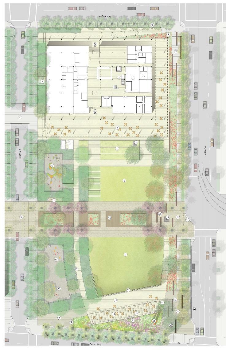 Library Site Plan & Lincoln Park Design Library location reinforces Broadway street frontage