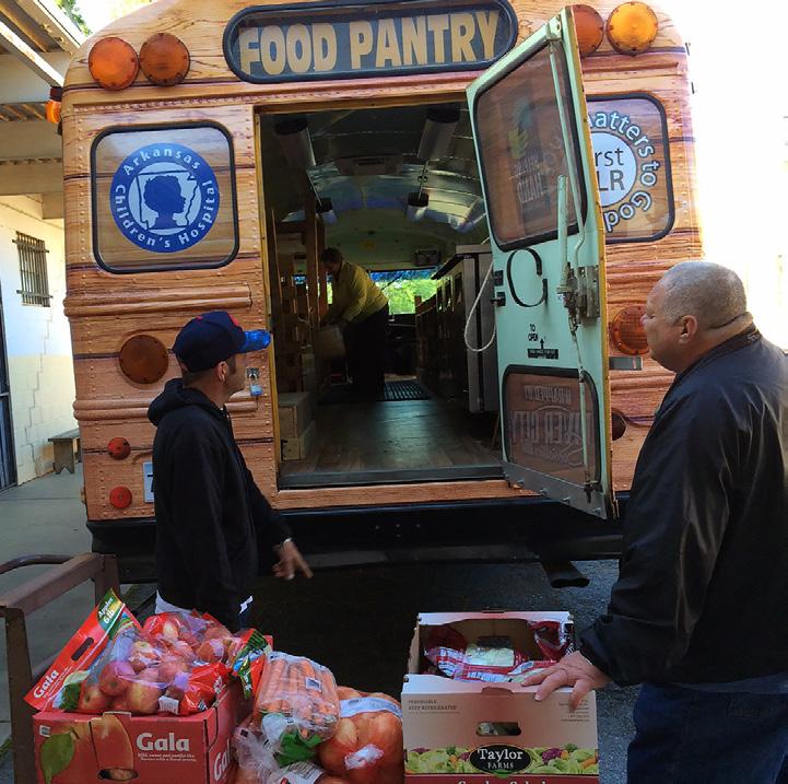 The Helping Hand bus comes to the hospital one day each week to provide groceries for patients and families.