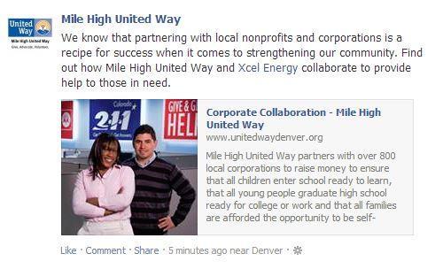 5. Promote Mile High United Way and your Campaign through Social Media Facebook Share your campaign with us and others on facebook.
