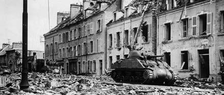 After the D-Day invasion, it was common to see tanks in the streets of towns such as Tour-La-Ville in Normandy. 8:00 AM, most of the fighting was over.