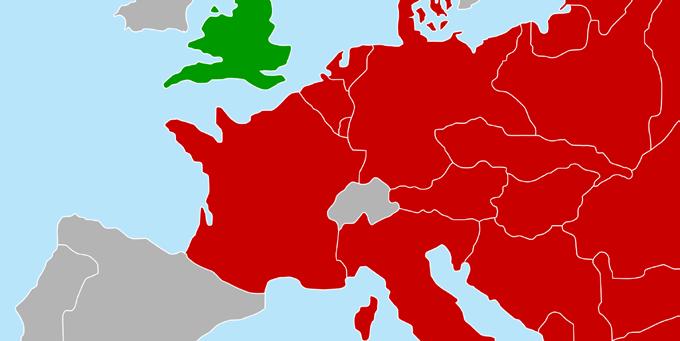 Ireland KEY Axis control Neutral country Allied control PACIFIC OCEAN Europe 1942 Prussia England Netherlands Germany Poland Belgium Luxembourg Czechoslovakia France Switzerland Austria Hungary
