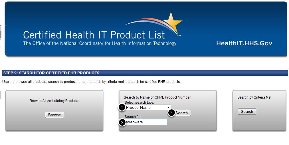 Search for Certified EHR Products 1.