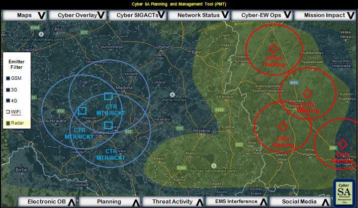 Unified Land/Cyber Ops & Planning Cyber SA Dashboard Look Red, Blue Grey and CEMA Running Estimate Mission