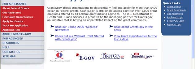 is www.grants.gov. The system can be utilized for both finding funding as well as submitting an application via grants.gov to a specific federal agency. The first step in utilizing the grants.