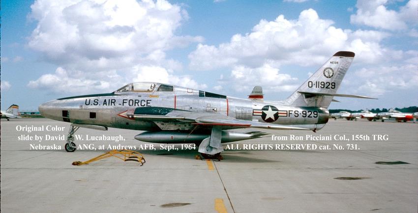 As the caption listed on the picture points out, RF-84F-10-RE 51-1929 sits on the ramp of Andrews Air Force Base, Maryland four months after converting from the F-86L into the Thunderflash.