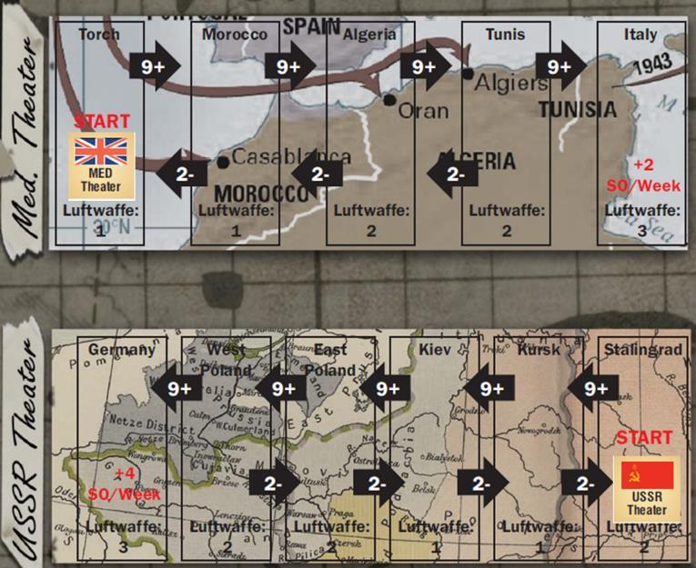 Multiple Luftwaffe Squadrons can be placed within a hex (no limit). Example: The die rolls are 7 and 4. I place a Luftwaffe Squadron on Hex #11.