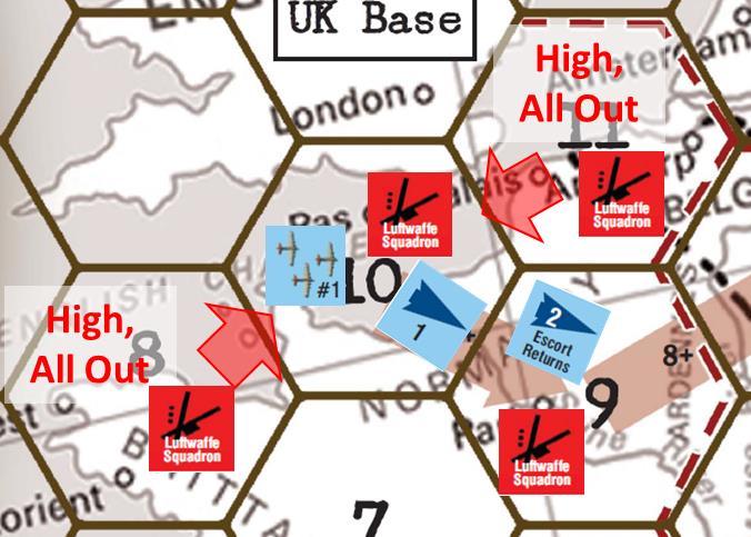 For Luftwaffe Squadrons in an adjacent hex as the Mission, use the Bandit side with the number in the white box.