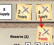 If an Aircraft Factory suffered Medium Damage or Heavy Damage, flip the corresponding Supply point counter that matches the Target card s Supply points over to the Damaged side (Red number).