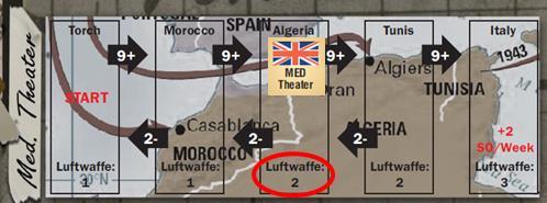 16.3 Theater Deployment Germany deployed new Fighter aircraft to each theater, largely based on need. Each new Luftwaffe Squadron can be allocated to the Mediterranean (Med), USSR, or ETO Theaters.