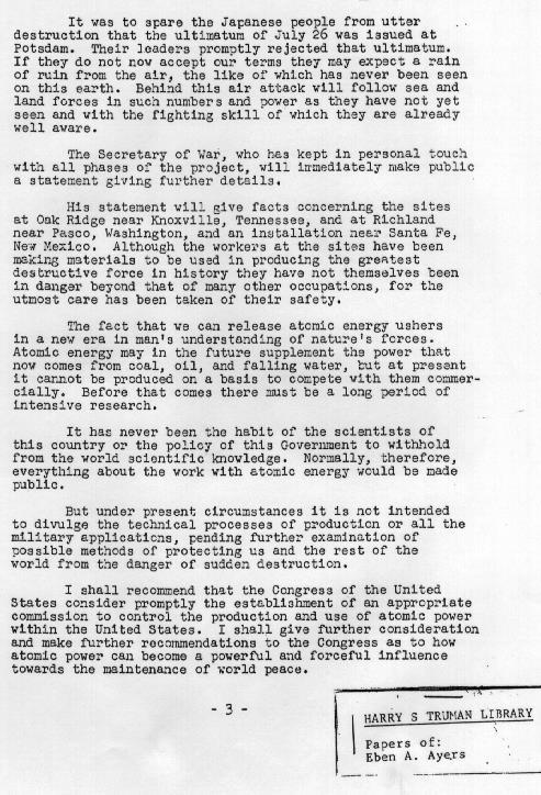 Vocabulary SOURCE 3: PRESIDENT TRUMAN S PRESS RELEASE Potsdam: The Potsdam conference was held May 8, 1945 after Germany had surrendered.