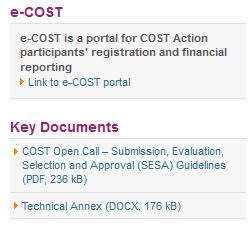 Open Call for proposals key documents Source: cost.