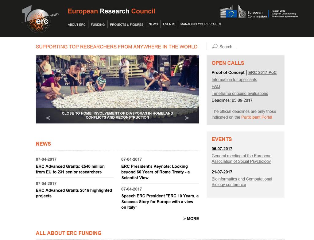 Important source of information erc.europa.