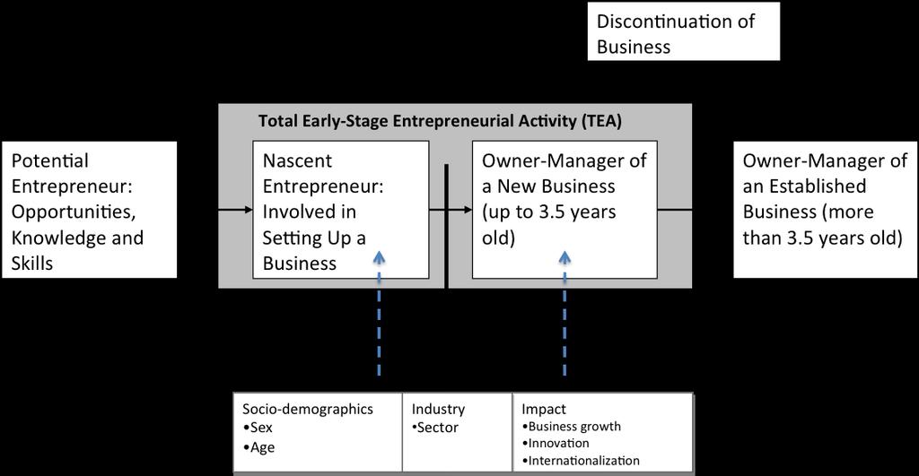 Figure 4: Phases of Entrepreneurial Activity 11 (TEA), a key GEM metric that measures the entrepreneurial intensity in economies around the world.