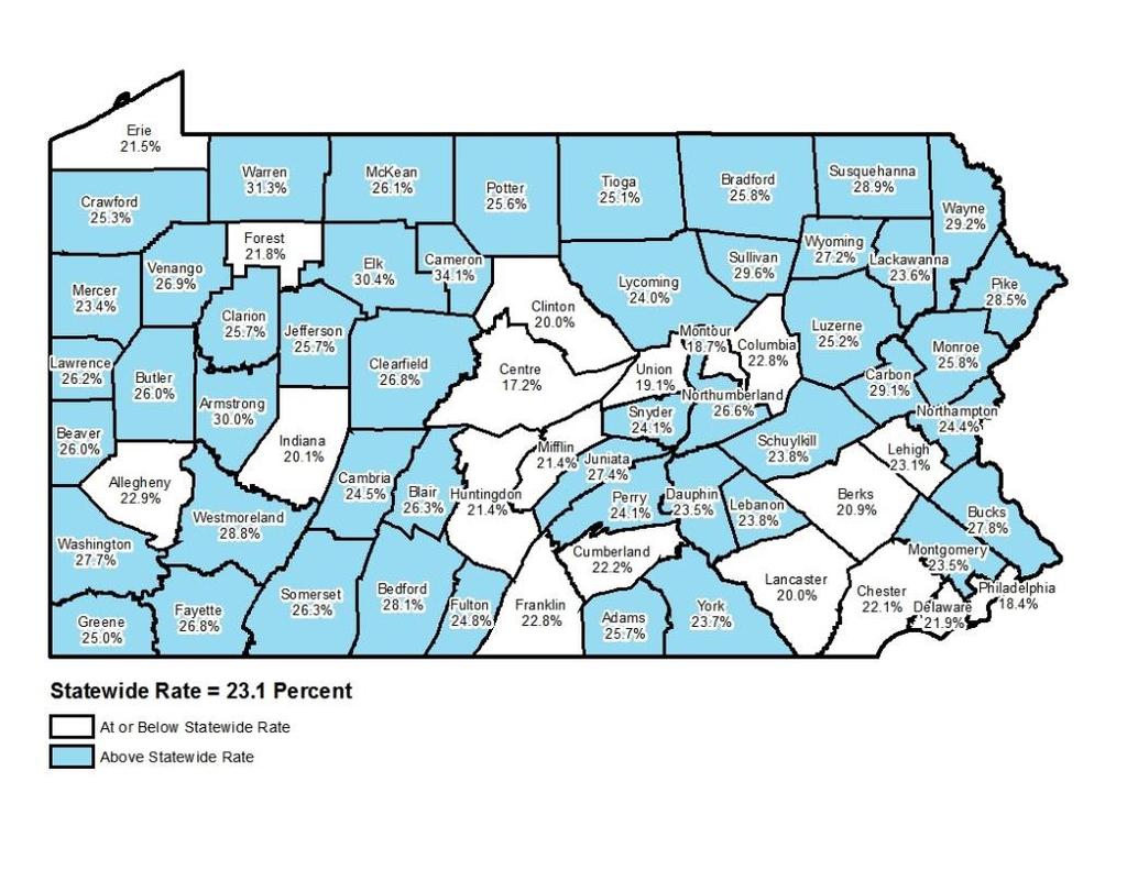 Percent of County Population 65 Years Old and Older, 2040 (Projected) Data sources: U.S.
