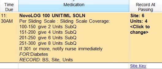 field. Click OK to save and return to the medication passing window.
