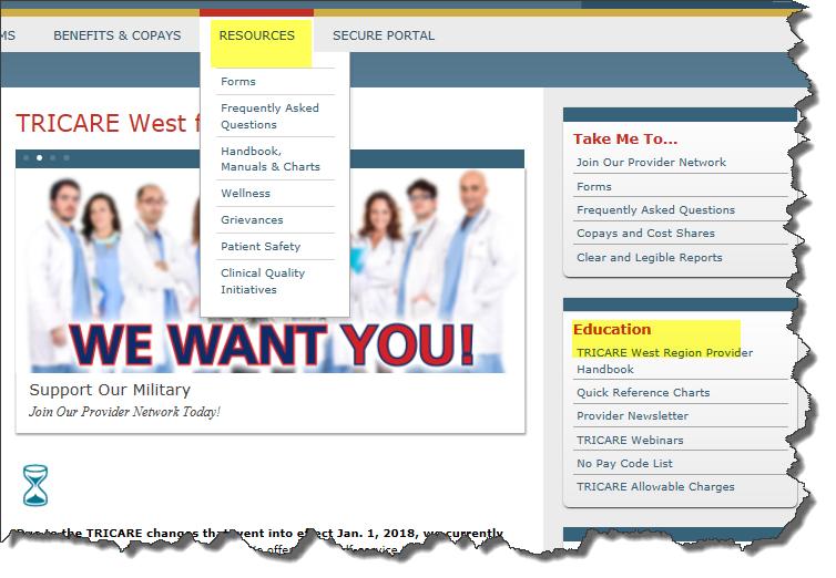Online Resources Find the TRICARE West Region Provider Handbook, quick reference charts, the TRICARE