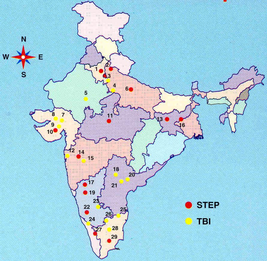 STEP/TBI LOCATIONS TBI STEP IIT- Roorkee JSSATE-Noida HBTI-Kanpur GNEC-Ludhiana IIM, NID, NIRMA, AHMEDABAD IIT-BOMBAY PUNE UNIV.