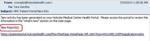 The information displaying in the HMC Patient Portal is based on the data that is included in your personal medical record here at Holyoke Medical Center.