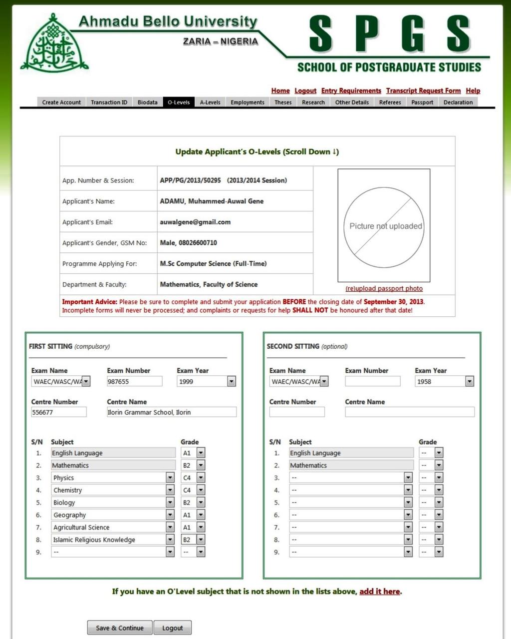 2013 ABU Zaria: PG School Application Forms Guide Fig.