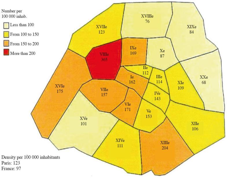 Urban/sub-urban disparities in physician density: