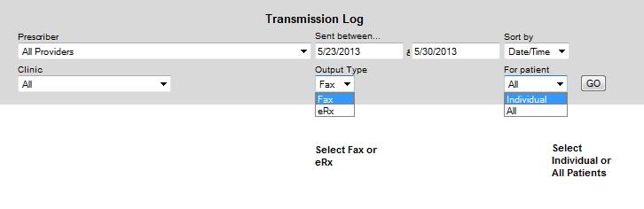 The report will indicate if a transmission was successfully completed via fax or erx or if it failed. The report displays data in real time.
