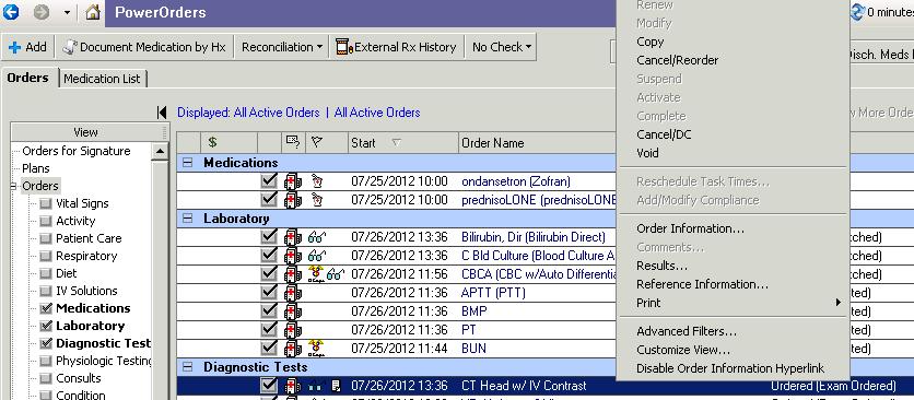 INTERACTING WITH SIGNED ORDERS To view available methods of interacting with orders after they have been signed, select the order and right-click.