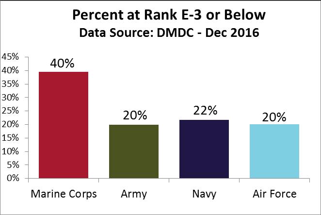Over the same time period, the Army decreased by 15.7%, the Navy decreased by 2.3%, and the Air Force decreased by 5.0%.