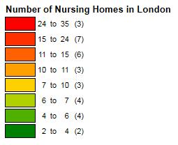 Number of nursing homes in London Source: NHS London Purchased