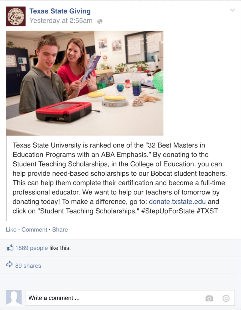Facebook Post #3: LINKEDIN POST : For 1,899 minutes, the future of Texas State